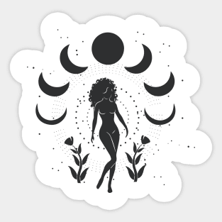 Walking Moon Phases Goddess Sticker